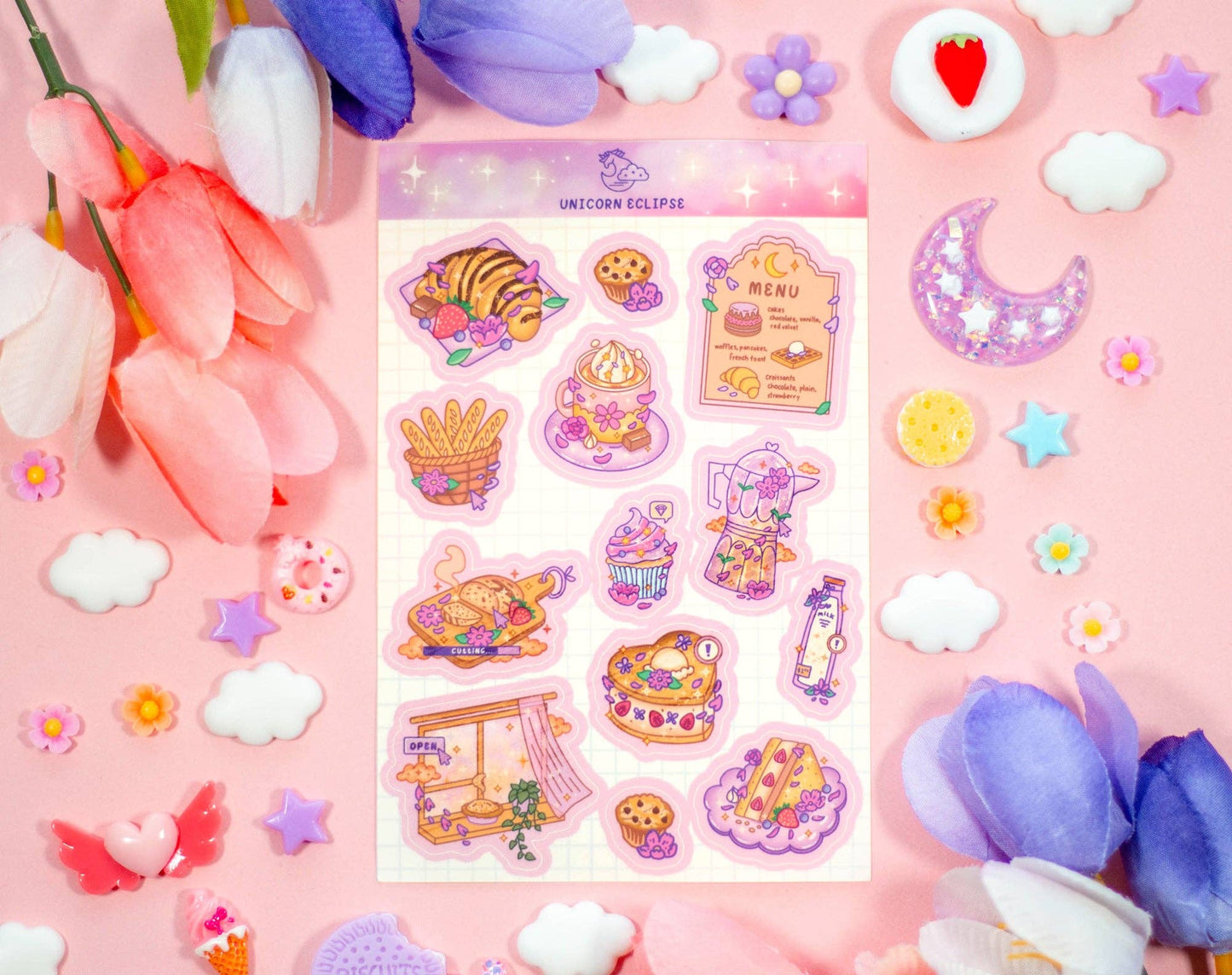 Cafe Quest Sticker Sheet by Unicorn Eclipse
