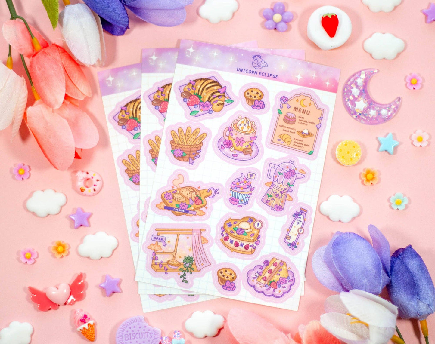 Cafe Quest Sticker Sheet by Unicorn Eclipse