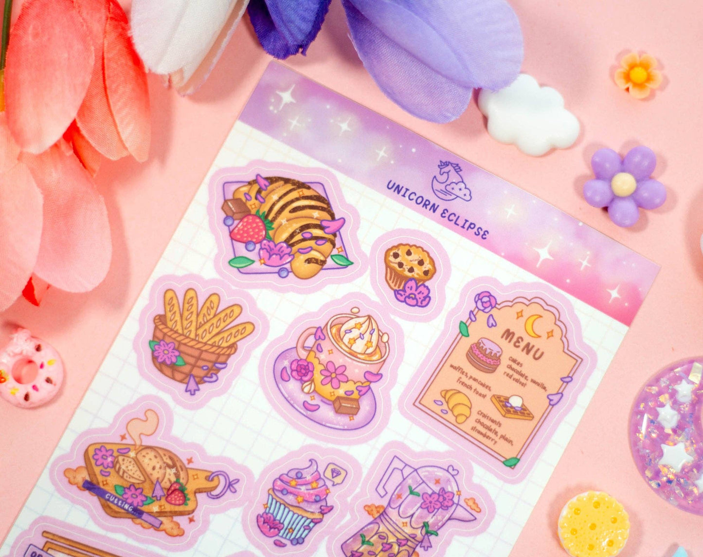 Cafe Quest Sticker Sheet by Unicorn Eclipse