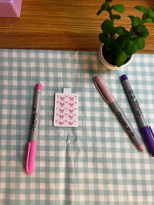 Pink Coquette bows magnetic bookmark