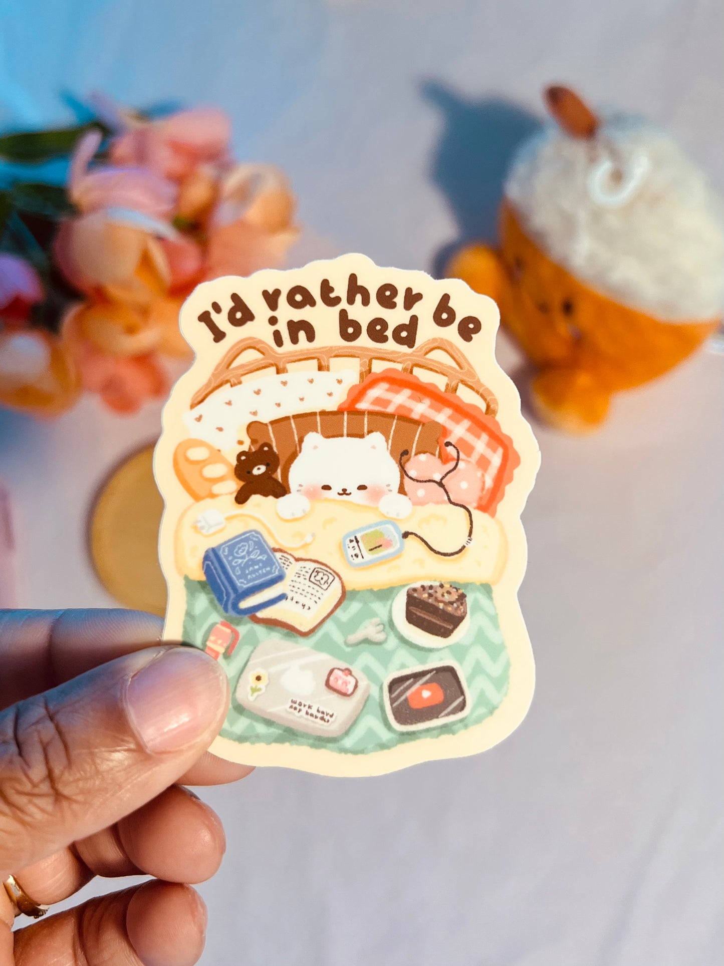 I'd rather be in bed sticker