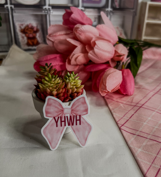 YHWH (YAHWEH) Pink Bow Sticker