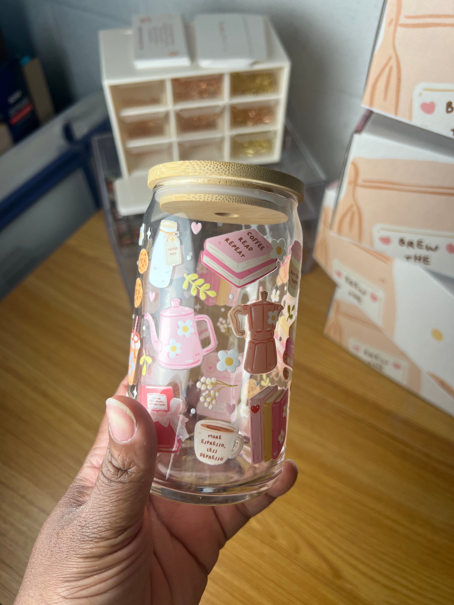 Café Girlie Glass Can 🥐🍵🍪