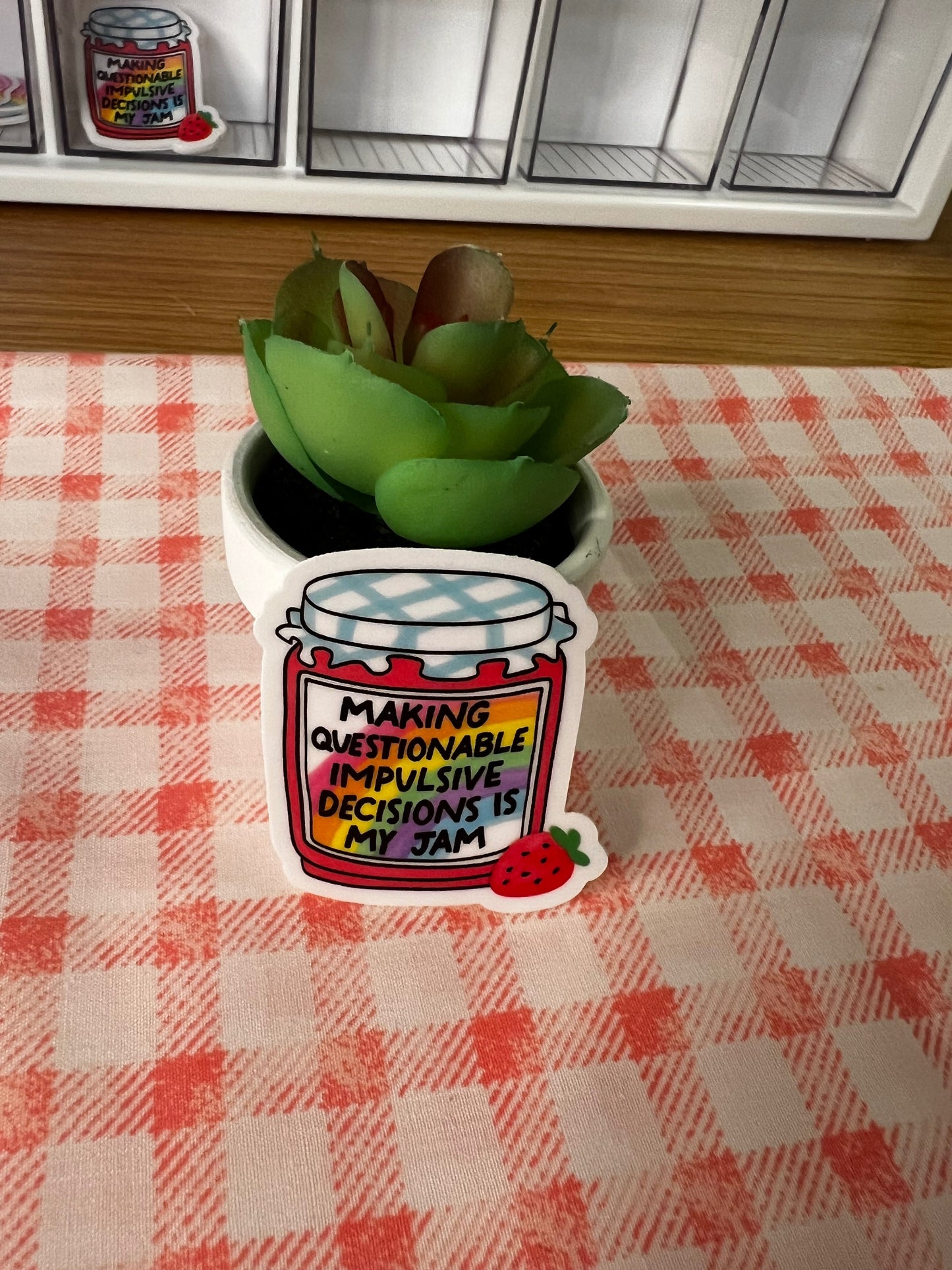 Making Impulsive Decisions Is My Jam Sticker ⚡🎵🍓