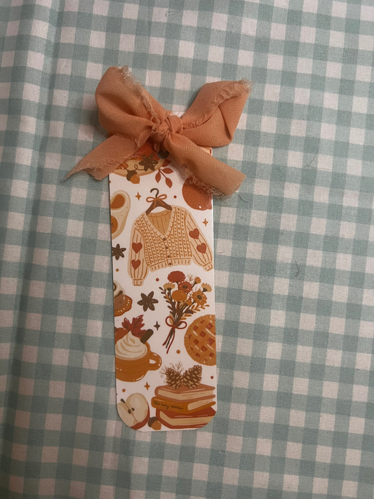 Pumpkin Spice Bookmark with bow (rounded corners)